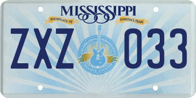 MS license plate ZXZ033