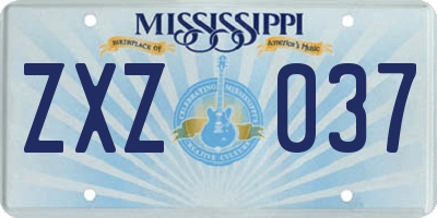MS license plate ZXZ037