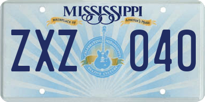 MS license plate ZXZ040