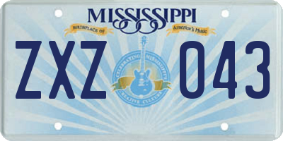 MS license plate ZXZ043