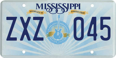 MS license plate ZXZ045