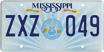 MS license plate ZXZ049