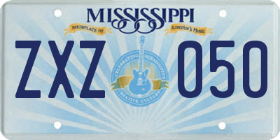 MS license plate ZXZ050