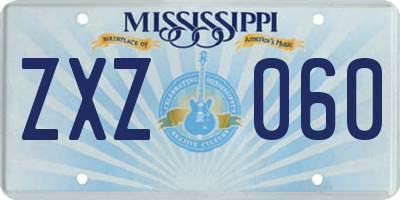 MS license plate ZXZ060