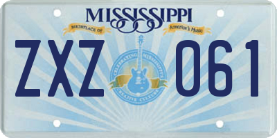 MS license plate ZXZ061