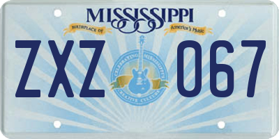 MS license plate ZXZ067