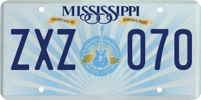 MS license plate ZXZ070
