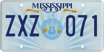 MS license plate ZXZ071