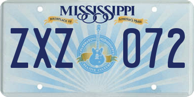 MS license plate ZXZ072
