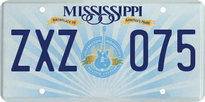 MS license plate ZXZ075