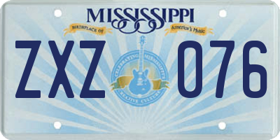 MS license plate ZXZ076
