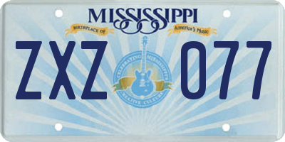 MS license plate ZXZ077