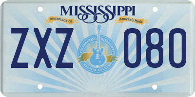 MS license plate ZXZ080