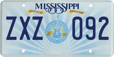 MS license plate ZXZ092