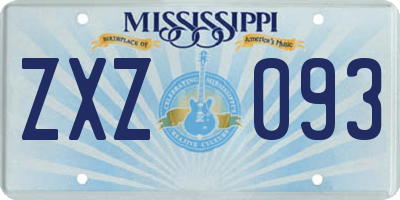 MS license plate ZXZ093