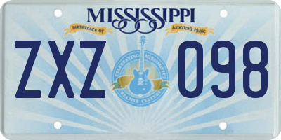 MS license plate ZXZ098