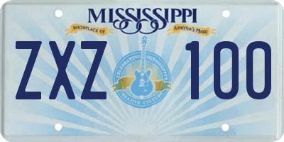 MS license plate ZXZ100