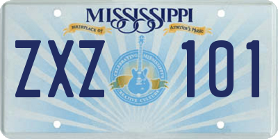 MS license plate ZXZ101