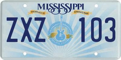 MS license plate ZXZ103