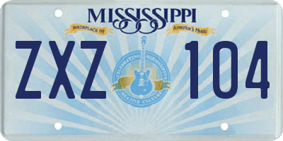 MS license plate ZXZ104