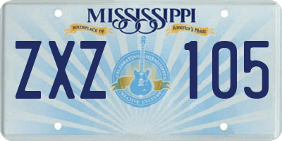 MS license plate ZXZ105