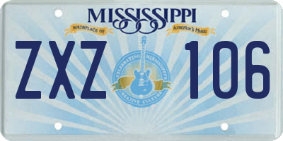 MS license plate ZXZ106