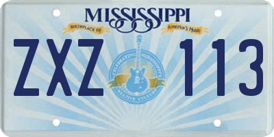 MS license plate ZXZ113