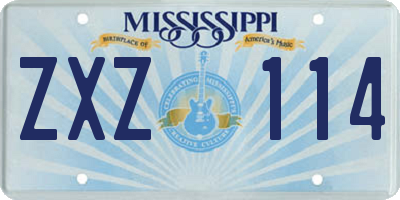 MS license plate ZXZ114