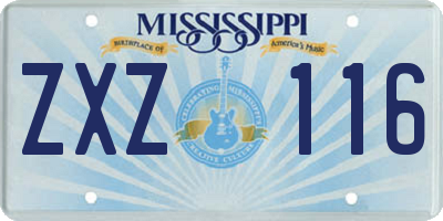 MS license plate ZXZ116