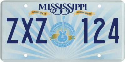 MS license plate ZXZ124