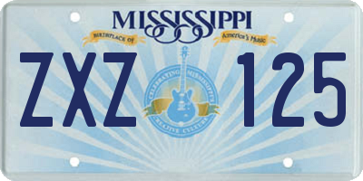 MS license plate ZXZ125