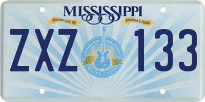 MS license plate ZXZ133