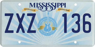 MS license plate ZXZ136