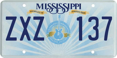 MS license plate ZXZ137