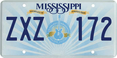 MS license plate ZXZ172