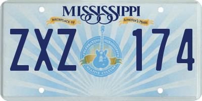 MS license plate ZXZ174