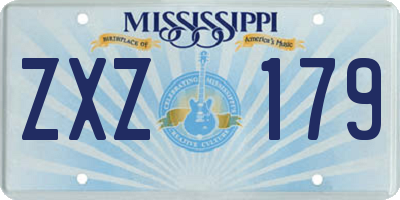 MS license plate ZXZ179