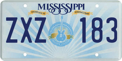 MS license plate ZXZ183