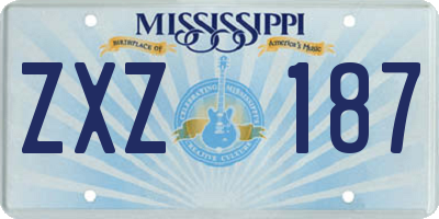 MS license plate ZXZ187