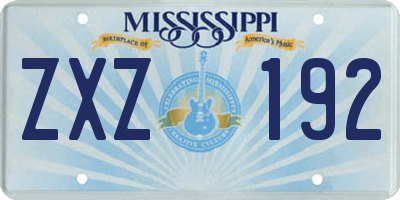 MS license plate ZXZ192