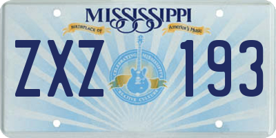 MS license plate ZXZ193