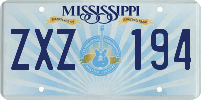MS license plate ZXZ194