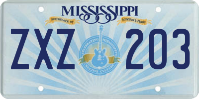 MS license plate ZXZ203