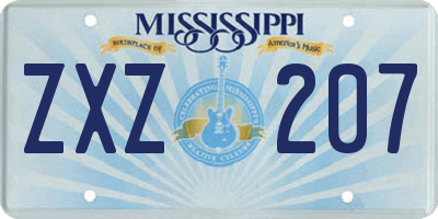MS license plate ZXZ207