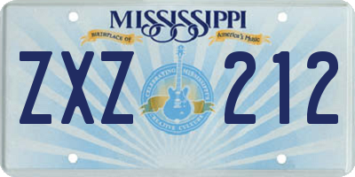 MS license plate ZXZ212