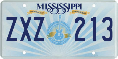 MS license plate ZXZ213