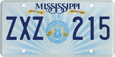 MS license plate ZXZ215