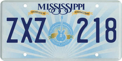 MS license plate ZXZ218