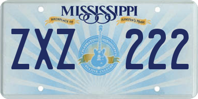 MS license plate ZXZ222