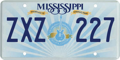 MS license plate ZXZ227